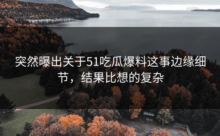 突然曝出关于51吃瓜爆料这事边缘细节，结果比想的复杂