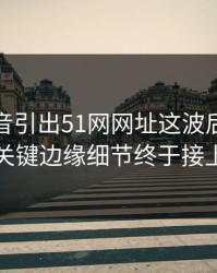 一段录音引出51网网址这波后续，几个关键边缘细节终于接上了