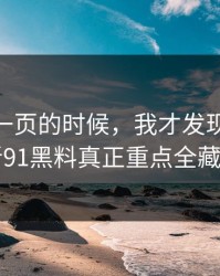 看到这一页的时候，我才发现91大事件和新91黑料真正重点全藏在边角