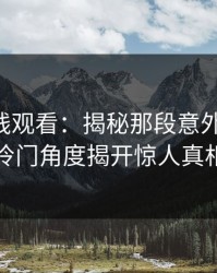 51网在线观看：揭秘那段意外的关系，冷门角度揭开惊人真相