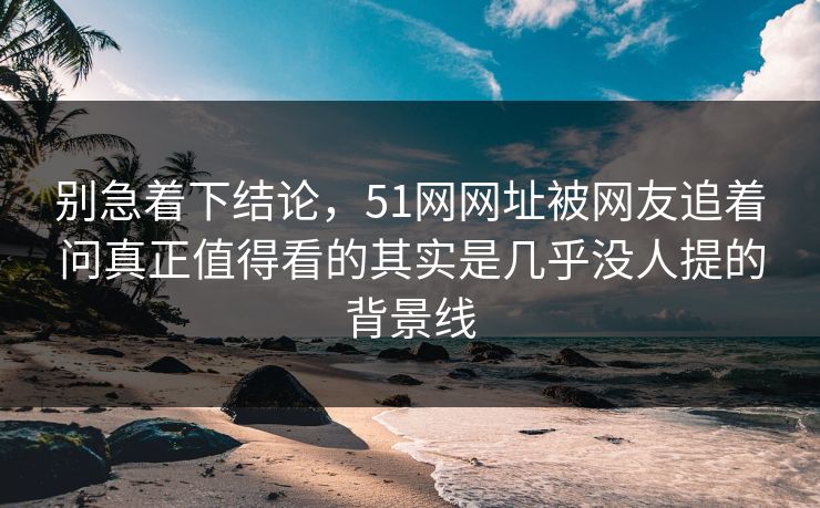 别急着下结论，51网网址被网友追着问真正值得看的其实是几乎没人提的背景线