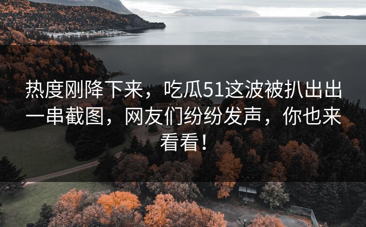 热度刚降下来，吃瓜51这波被扒出出一串截图，网友们纷纷发声，你也来看看！