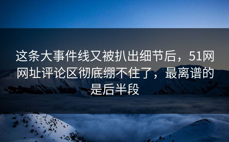 这条大事件线又被扒出细节后，51网网址评论区彻底绷不住了，最离谱的是后半段